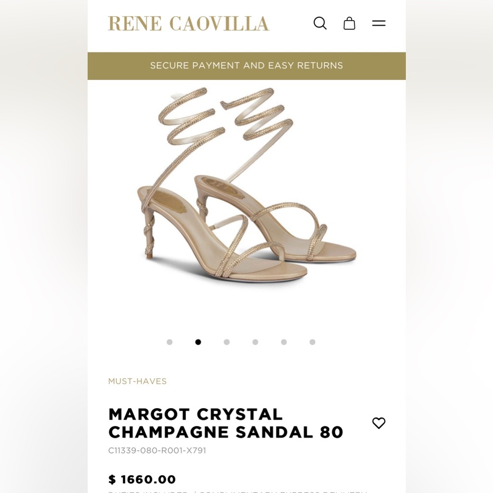 RENÉ CAOVILLA MARGOT CLEO 80mm Beige Gold Sandal size 39.5